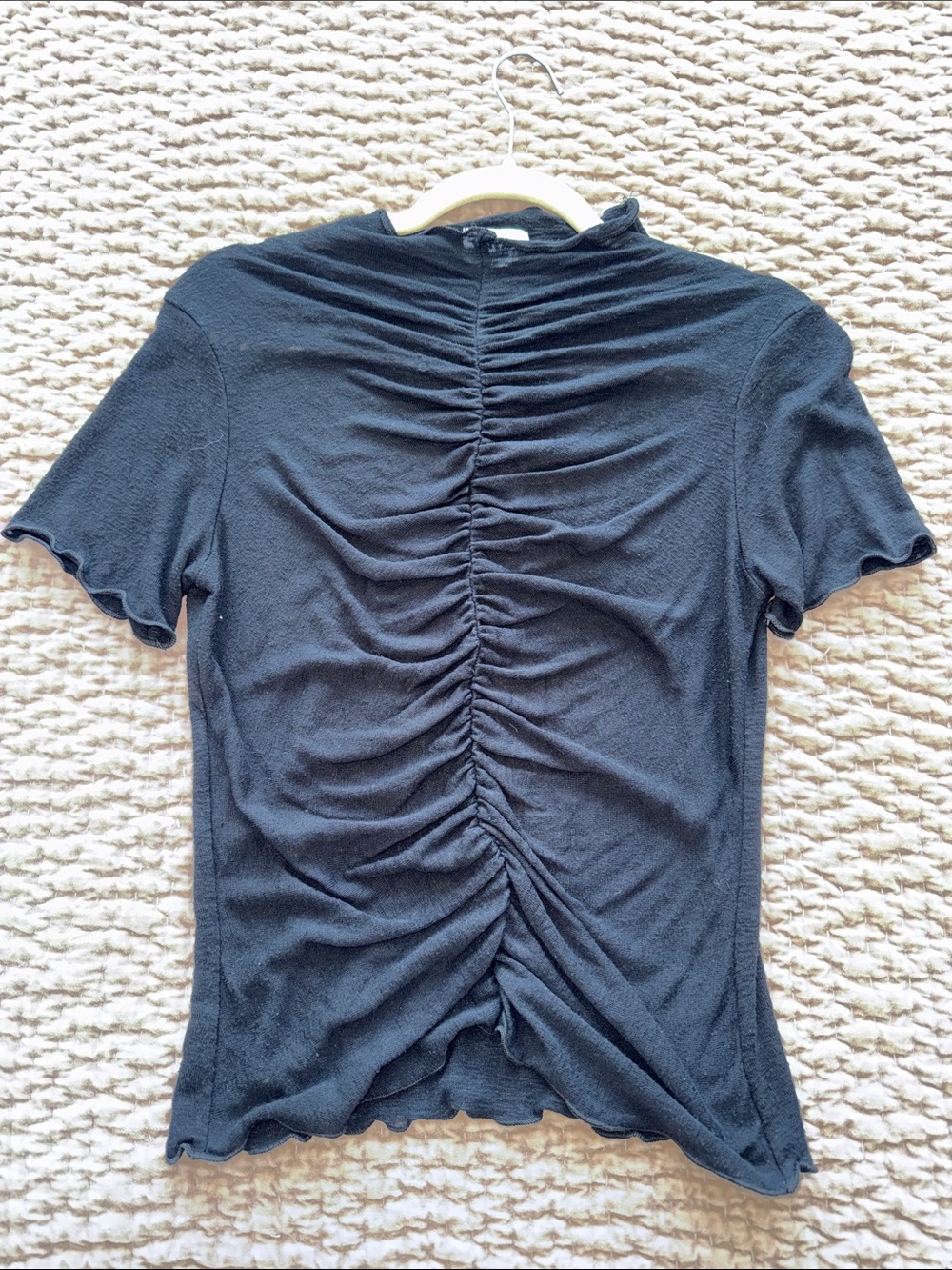 LNA Vertigo Black Ruched Short Sleeve Top - Women